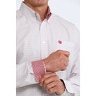 Men's Cinch Long Sleeve White Plaid Button Up Shirt MTW1106099