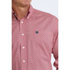 Men's Cinch Long Sleeve Pink Geo Print Button Down Shirt MTW1106100