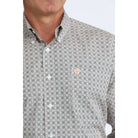 Men's Cinch Long Sleeve White Printed Button Up Shirt MTW1106102