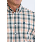 Men's Cinch Long Sleeve Coral Plaid Classic Fit Button Down Shirt MTW1106103