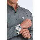 Men's Cinch Long Sleeve Teal Printed Button Down Shirt MTW1106104