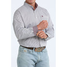Men's Cinch Long Sleeve White Striped Button Down Shirt MTW1106107