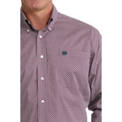 Men's Cinch Long Sleeve Purple Printed Button Down Shirt MTW1106108