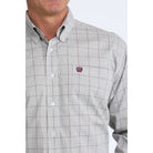 Men's Cinch Long Sleeve Gray Plaid Button Down Shirt MTW1106111