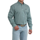 Men's Cinch Long Sleeve Classic Fit Teal Geo Printed Button Down Shirt MTW1106112