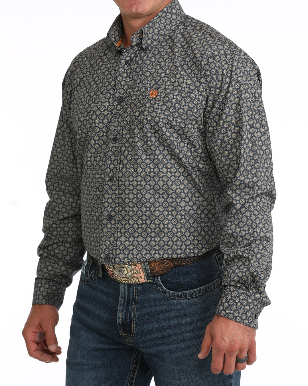 Cinch Men's Navy Geo Printed Button Down Shirt MTW1106131