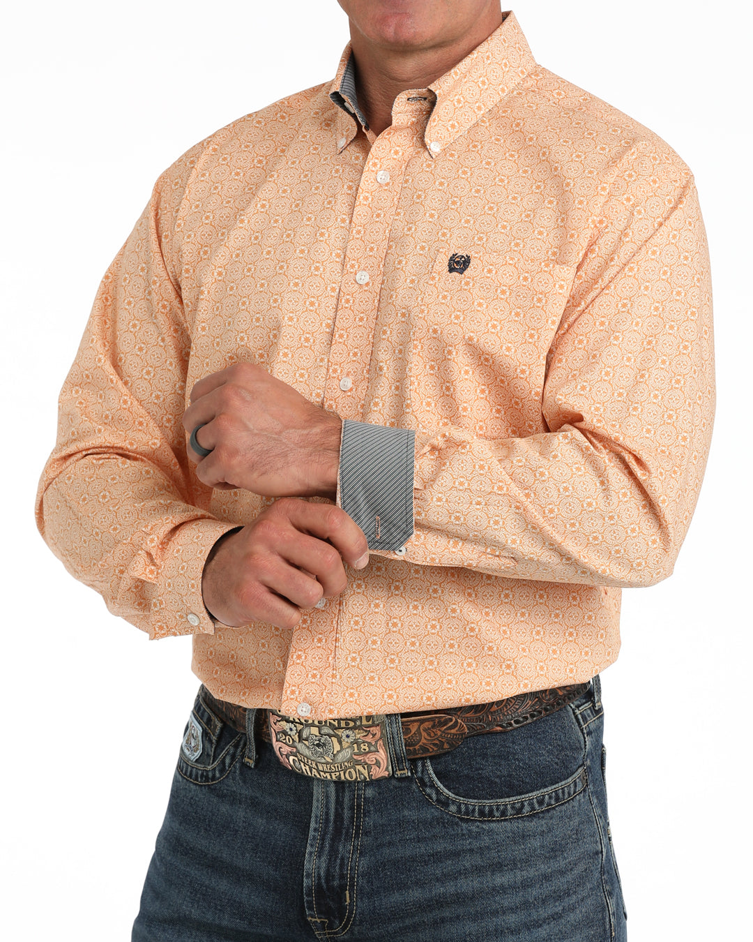 Cinch Men's Gold Geo Printed Modern Fit Shirt MTW1106132