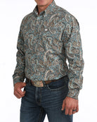 Cinch Men's Blue Multi Paisley Long Sleeve Modern Fit Shirt MTW1106134