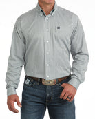 Cinch Men's Blue Striped Long Sleeve Button Down Shirt MTW1106135
