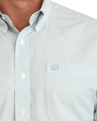 Cinch Men's Long Sleeve Light Blue Plaid Button Down Shirt MTW1106152