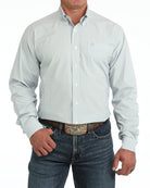 Cinch Men's Long Sleeve Light Blue Plaid Button Down Shirt MTW1106152
