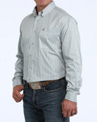Cinch Men's Long Sleeve Light Blue Button Down Striped Shirt MTW1106153