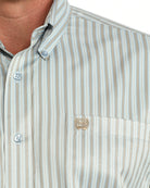 Cinch Men's Long Sleeve Light Blue Button Down Striped Shirt MTW1106153