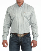 Cinch Men's Long Sleeve Light Blue Button Down Striped Shirt MTW1106153