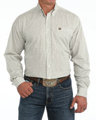 Cinch Men's Long Sleeve Cream Geometric Print Button Down Shirt MTW1106156