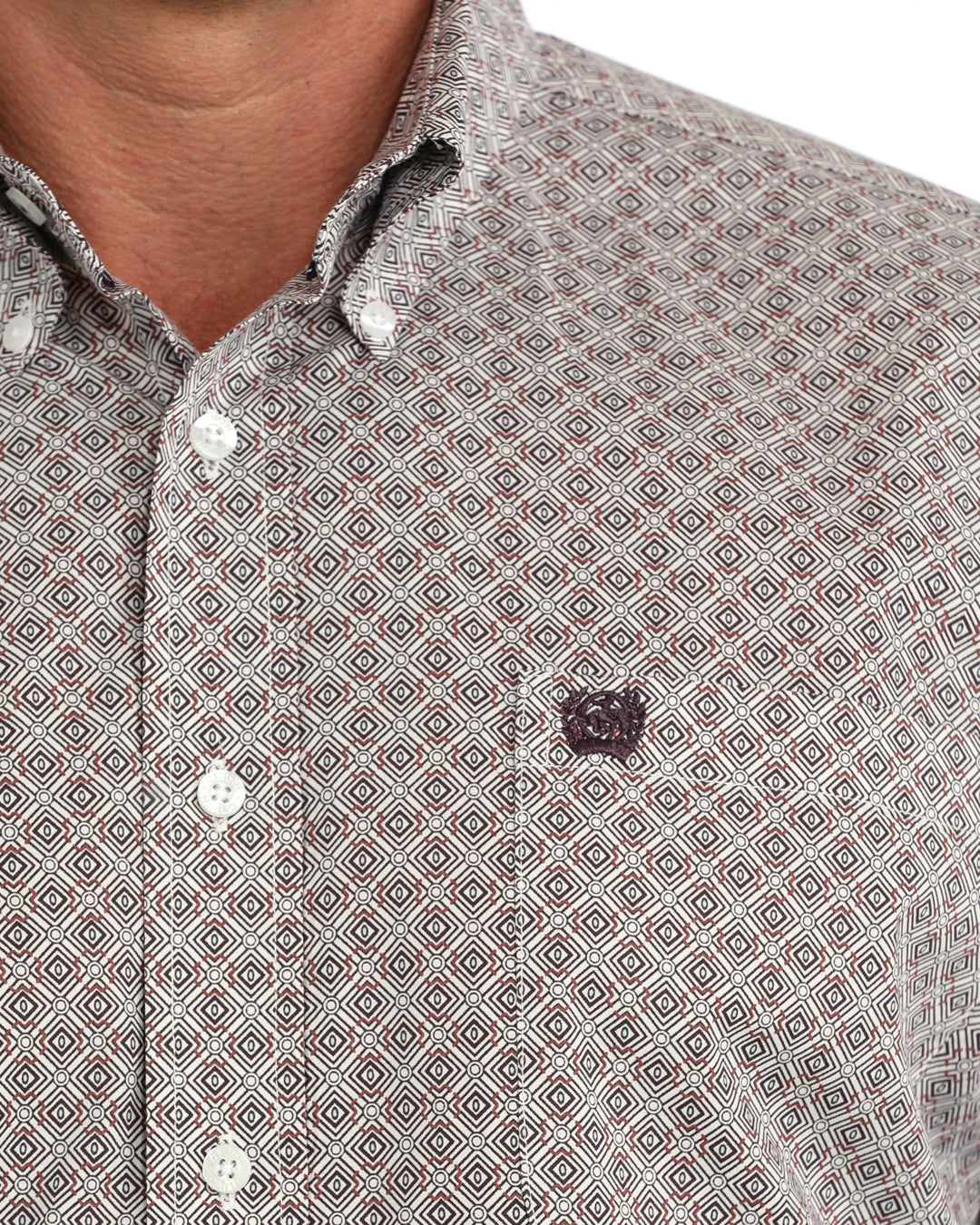Cinch Men's Long Sleeve Classic Fit Geometric Printed Button Down Shirt MTW1106161