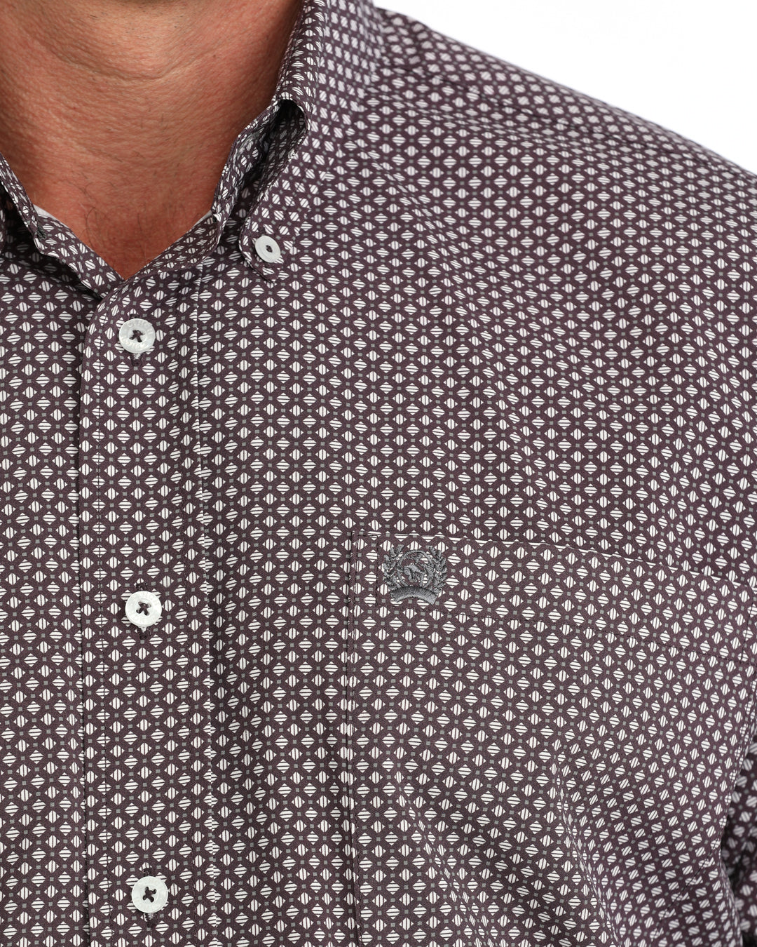 Cinch Men's Long Sleeve Purple Geo Printed Button Down Shirt MTW1106162