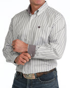 Cinch Men's Long Sleeve Gray Striped Button Down Shirt MTW1106163
