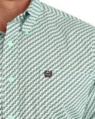 Cinch Men's Turquoise Long Sleeve Printed Button Down Shirt MTW1106165