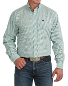 Cinch Men's Turquoise Long Sleeve Printed Button Down Shirt MTW1106165