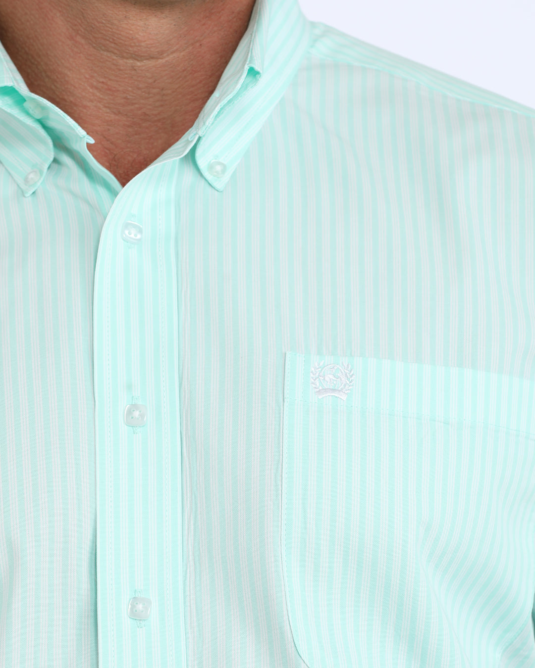 Cinch Men's Light Blue Striped Long Sleeve Button Down Shirt MTW1106166