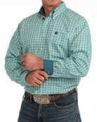 Cinch Men's Long Sleeve Turquoise Geo Printed Button Down Shirt MTW1106167