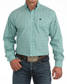 Cinch Men's Long Sleeve Turquoise Geo Printed Button Down Shirt MTW1106167