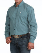 Cinch Men's Long Sleeve Blue Geo Printed Button Down Shirt MTW1106168