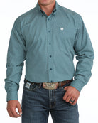 Cinch Men's Long Sleeve Blue Geo Printed Button Down Shirt MTW1106168