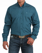 Cinch Men's Blue Printed Long Sleeve Button Down Shirt MTW1106169