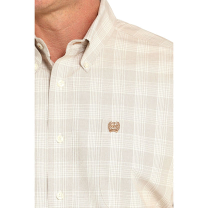 Men's Cinch Short Sleeve Khaki Plaid Button Down Western Shirt MTW1111489-KHA - Crazy House Western Wear