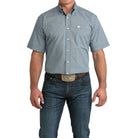 Men's Cinch Blue and White Short Sleeve Button Up Shirt MTW1111503