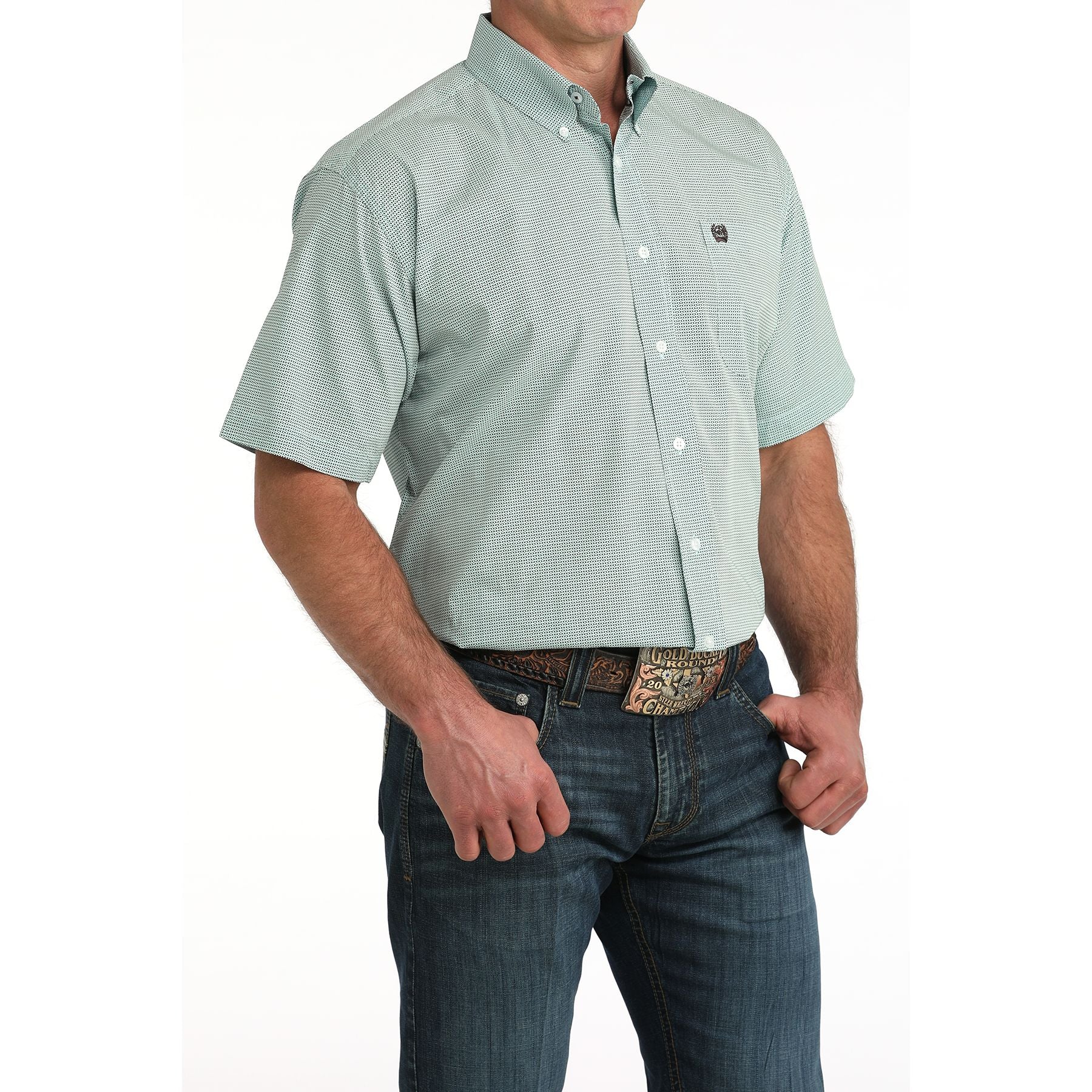 Men's Cinch Printed Blue Button Down Western Shirt MTW1111512