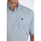 Men's Cinch Blue Geo Printed Long Sleeve Button Up Shirt MTW1111515