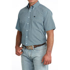 Men's Cinch Short Sleeve Blue Printed Button Up Shirt MTW1111518