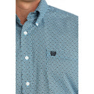 Men's Cinch Short Sleeve Blue Printed Button Up Shirt MTW1111518