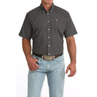 Men's Cinch Short Sleeve Navy Printed Button Up Shirt MTW1111519