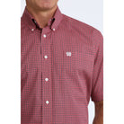 Men's Cinch Short Sleeve Pink Geo Printed Button Up MTW1111523