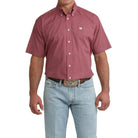 Men's Cinch Short Sleeve Pink Geo Printed Button Up MTW1111523