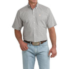 Men's Cinch Short Sleeve White Geo Print Button Down Shirt MTW1111524