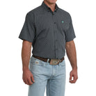 Men's Cinch Short Sleeve Blue and Black Geo Print Classic Fit Button Down MTW1111530