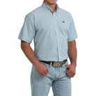 Men's Cinch Short Sleeve Classic Fit Blue Printed Button Up Shirt MTW1111531