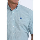 Men's Cinch Short Sleeve Classic Fit Blue Printed Button Up Shirt MTW1111531