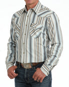 Cinch Men's Long Sleeve Striped Modern Fit Snap Shirt MTW1303112