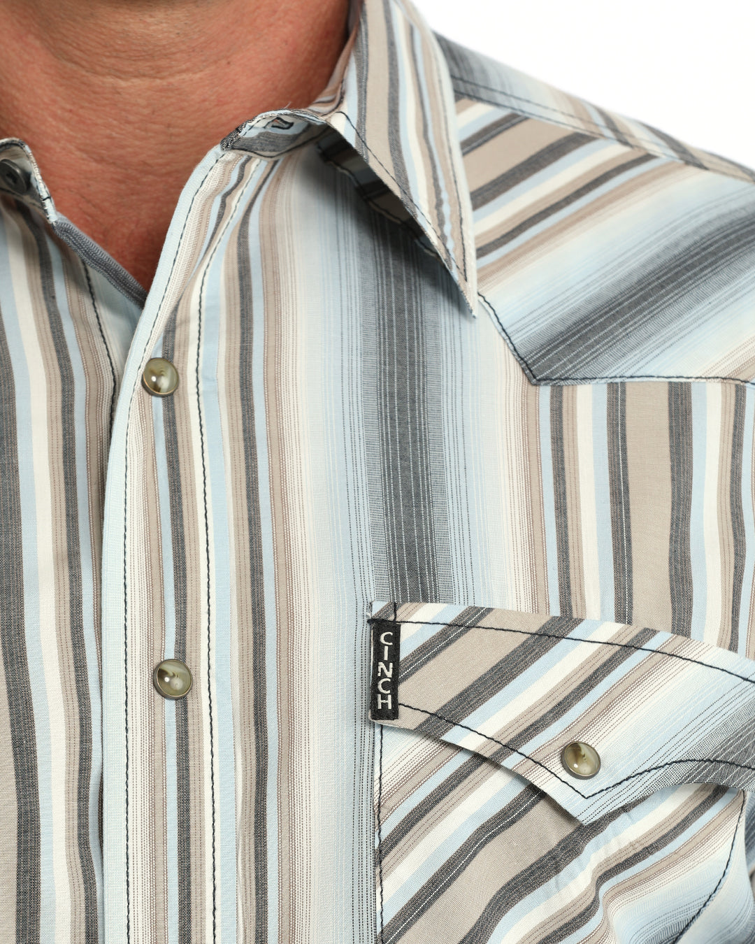 Cinch Men's Long Sleeve Striped Modern Fit Snap Shirt MTW1303112