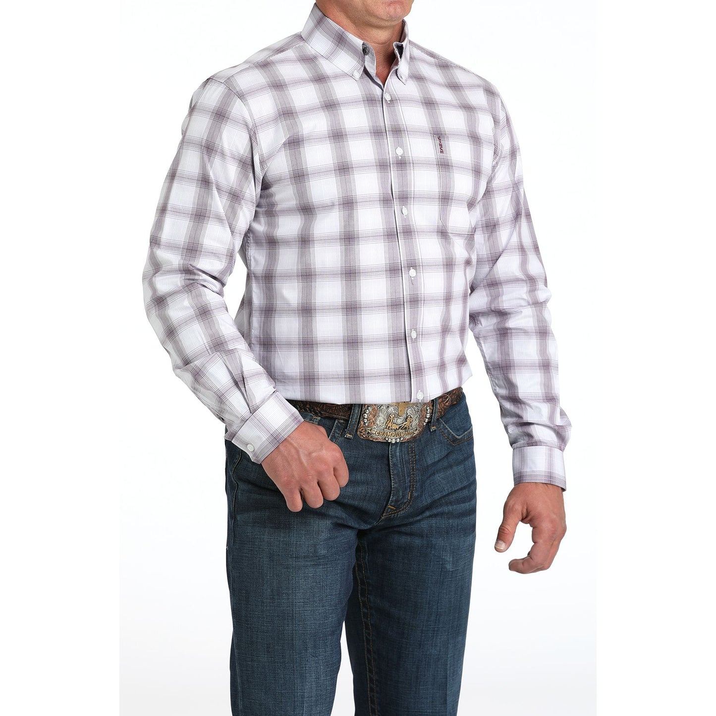 Men's Cinch Long Sleeve Modern White Button Up Shirt MTW1347139
