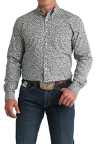 Men's Cinch Grey Floral Print Modern Fit Shirt MTW1347144