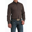 Men's Cinch Long Sleeve Modern Brown Button Down Shirt MTW1347153