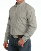 Cinch Men's Long Sleeve Olive Striped Modern Fit Shirt MTW1347162