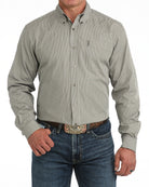 Cinch Men's Long Sleeve Olive Striped Modern Fit Shirt MTW1347162